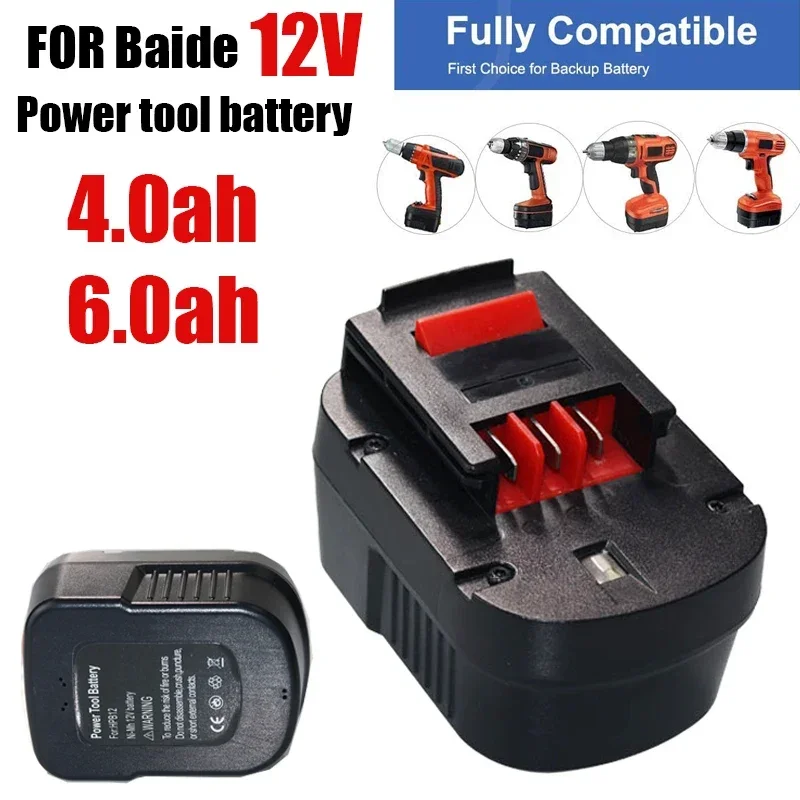 12V 4.0 6.0Ah NI-MH Replacement Battery for Black & Decker A1712 FS120B FSB12 HPB12 A12 A12-XJ A12EX FS120B FSB12 FS120BX