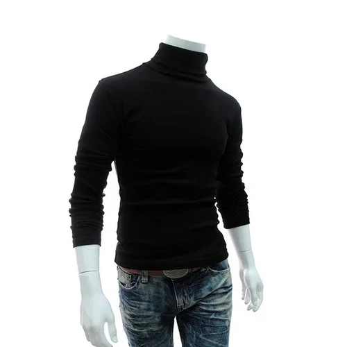 Imagen 2 del producto Suéteres finos de primavera para Hombre, jerséis negros, ropa para Hombre, suéter de punto Harajuku de algodón, Tops sólidos para Hombre