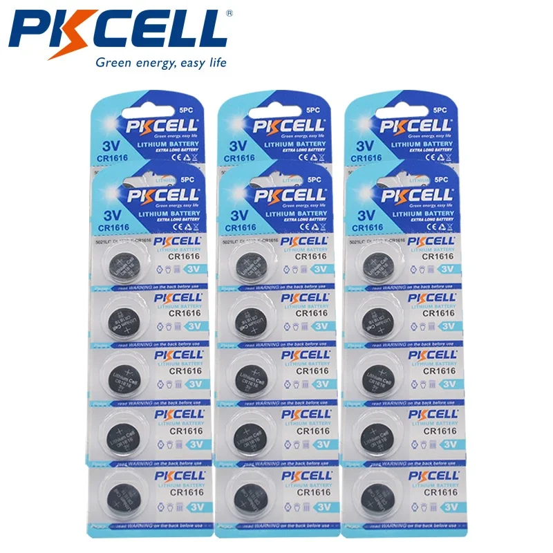 

30PCS PKCELL 3V 50mAh CR1616 Coin Cells Batteries DL1616 BR1616 5021LC LM1616 Alkaline Lithium Battery for Watch Remote Control