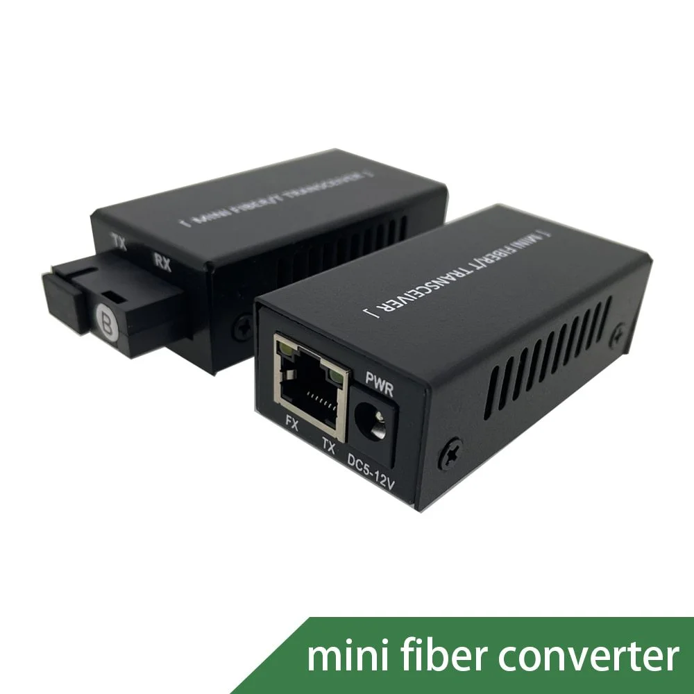 1 Pair Mini Gigabit Fiber Media Converter 100/1000Mbps SC to RJ45 Ethernet Optical Switch 3km,20km with Power Adapter