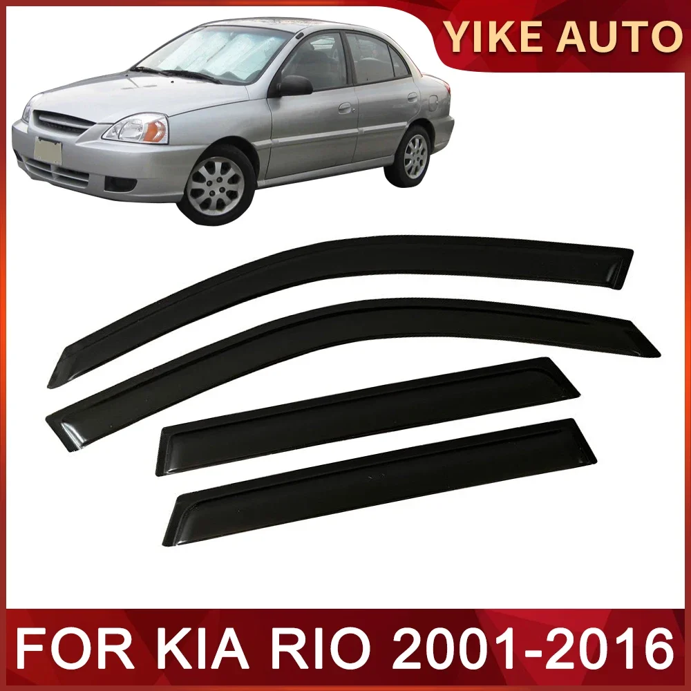 Window Visor for KIA RIO 2001-2016 Weathershied Door Visor Wind Sun Rain Guards Side Window Wind Deflectors Auto Parts