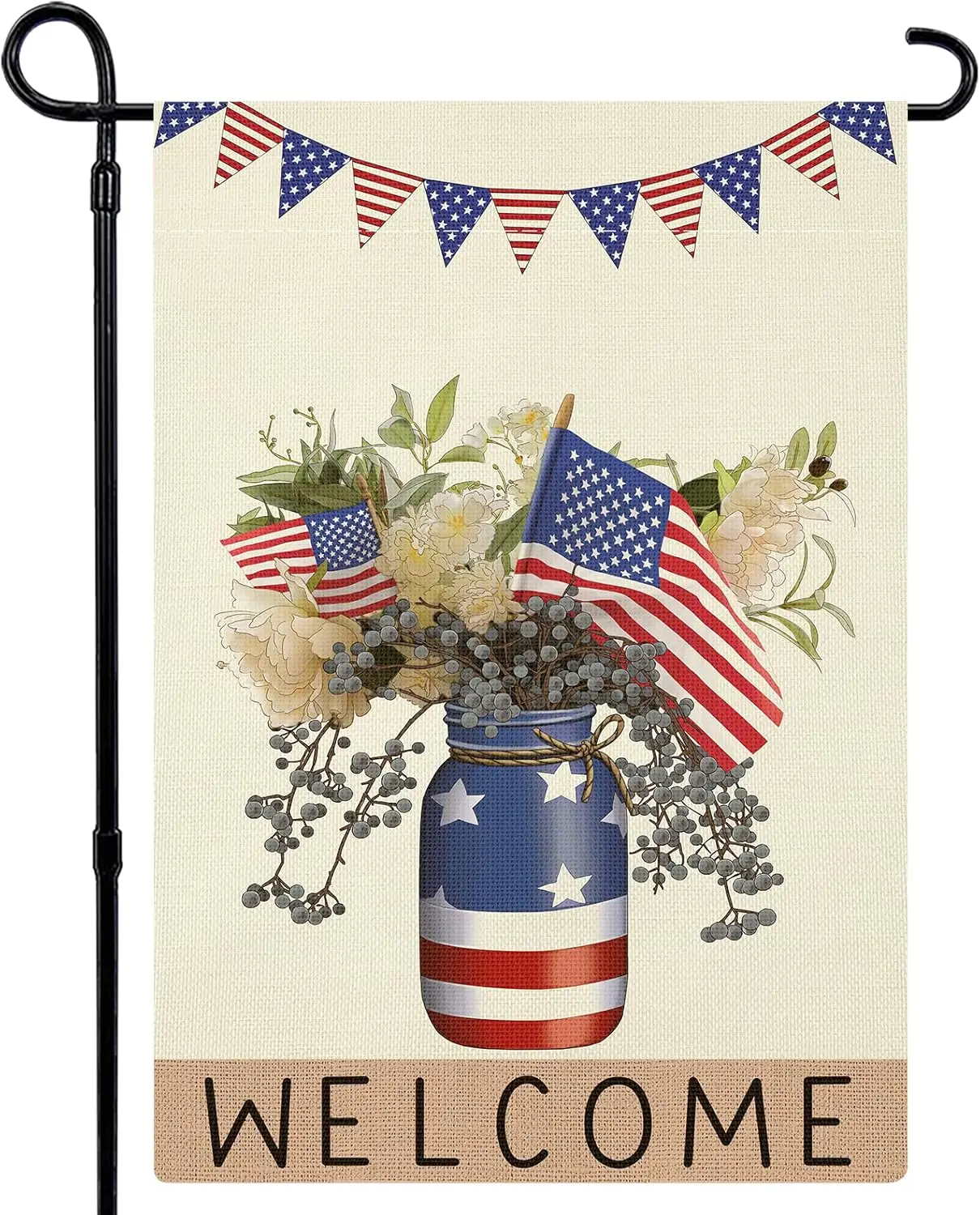 Patriotic 4th of July Garden Flag 12x18 Inch Double Sided Memorial Day Independence Day Garden Flag for Yard Outdoor Decoration