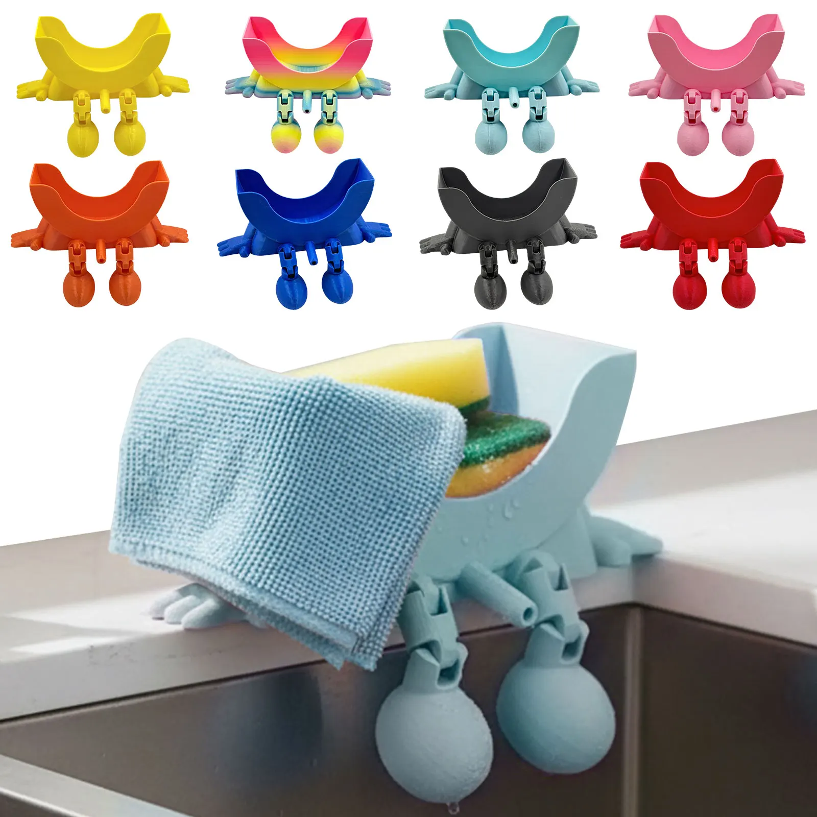 Soporte para Esponjas Sonriente, Impresión 3D, Escurridor de Esponjas, Soporte para Jabón, Organizador para Fregadero de Cocina