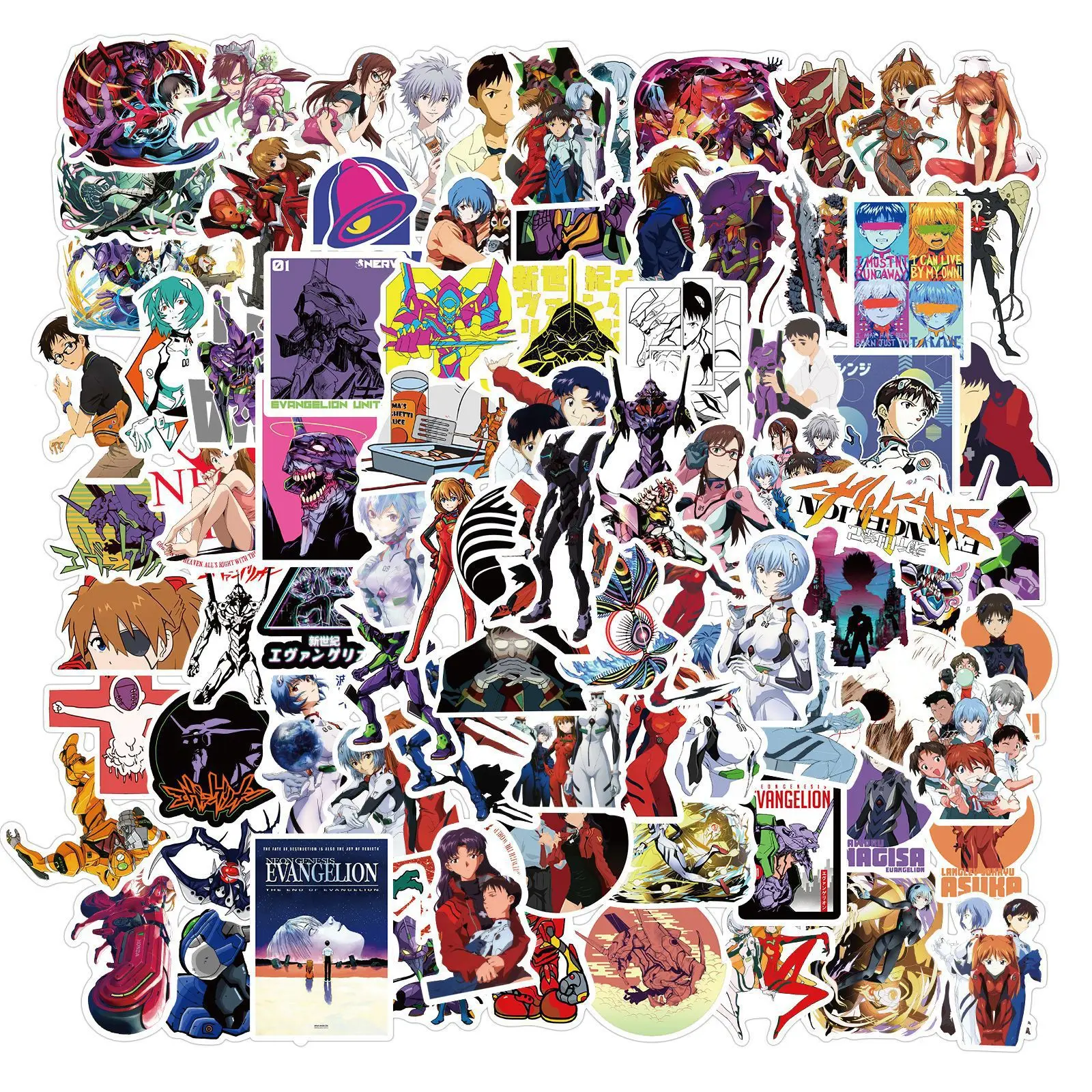 10/30/50 шт. неоновые наклейки Genesis Evangelion в стиле аниме, водонепроницаемые наклейки, милый чехол для телефона Kawai, товары для рукоделия кожи ноутбука