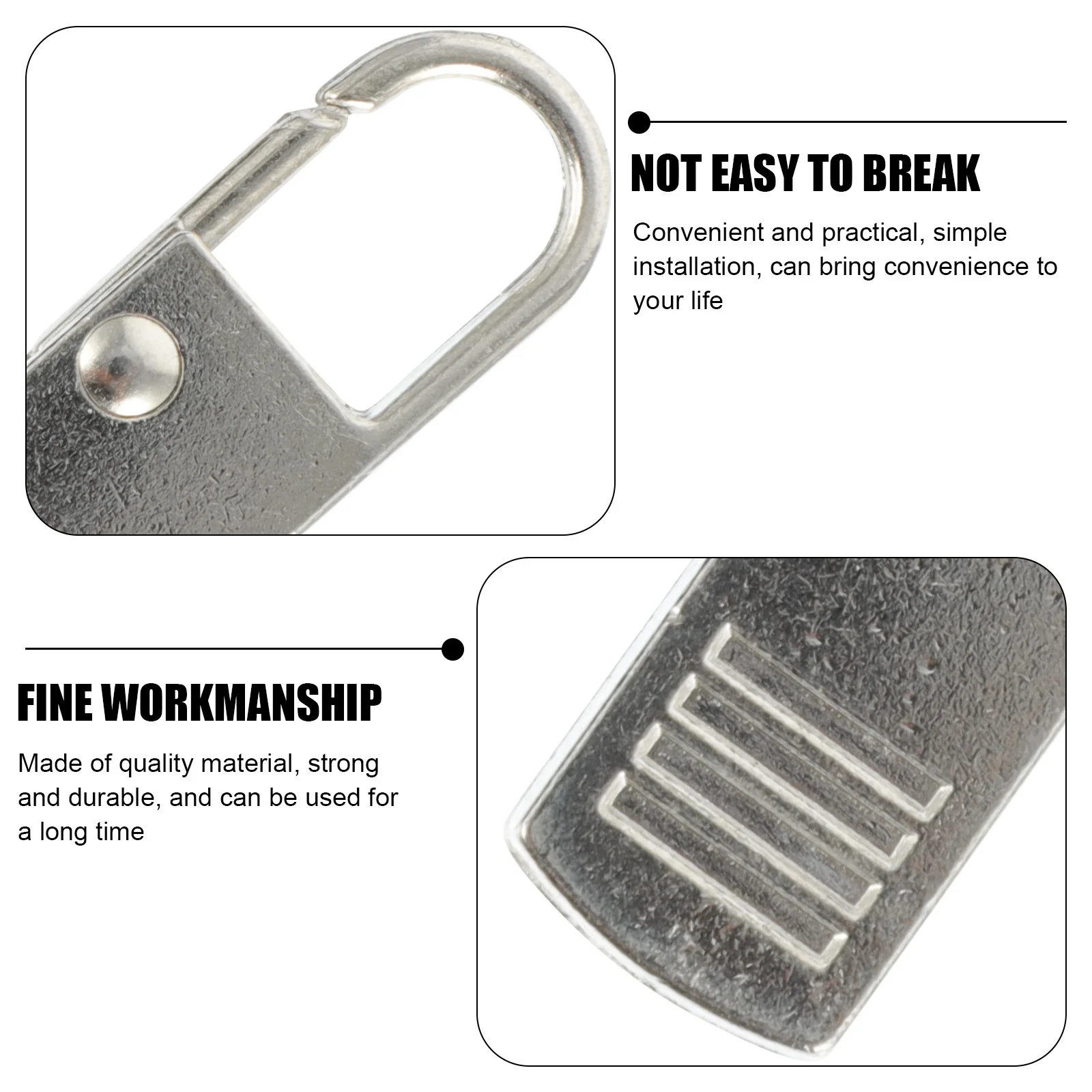 

4 pcs Metal Pulls Detachable Replacement Heads For Bags Shoes Clothing Diy Crafts Zipper Repair Kit Zipper Slider Pulls