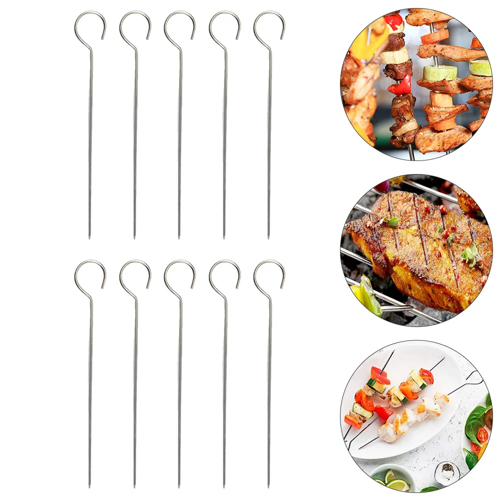 20 Pcs BBQ Kabob Sticks Stainless Steel Goose Tail Needle Barbecue Skewers Grilling Air Fryer