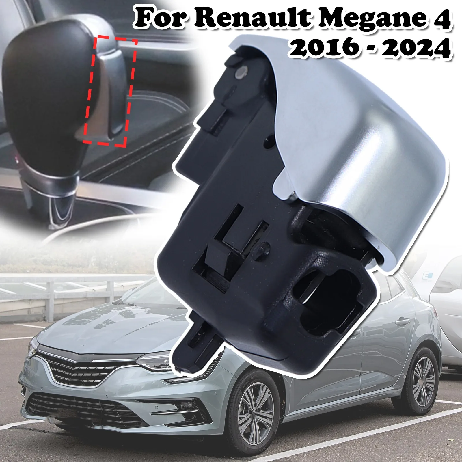 

328650419R For Renault Megane 4 Automatic Gear Shift Handball Knob Button Gear stick Repair Chrome Interior Latch 2016 - 2024