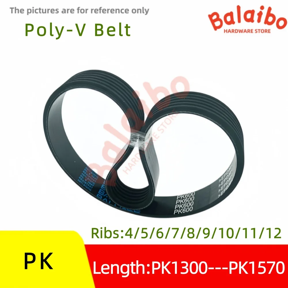 High Torque Rubber Poly-V Belt  PK1300- PK1570 PK1310 PK1320 PK1330 PK1340 PK1350  PK1300---PK1570 Ribs：4/5/6/7/8/9/10/11/12