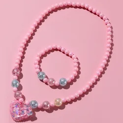 Children Sweet Necklace Bracelet Set Candy Colorful Beaded Girls Necklace  DIY Jewelry Wholesale