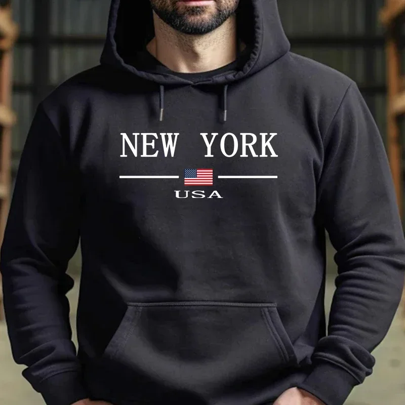 

New York Fashion Hoodies for Men High Quality Hooded Long Sleevd Sweatshirts All Season Daily Casual Sports Pullover Fitness Top