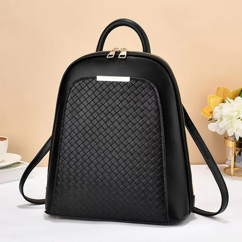 Women's backpack new PU leather large capacity black backpacks fashion trend student class backpack versatile travel bag