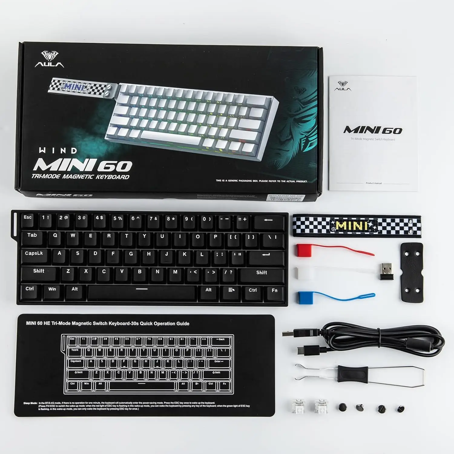 AULA Mini60 HE/Pro/Max 60 % Magnetschalter-Tastatur RGB Tri Mode Drahtlose mechanische Tastatur 8000 Hz 0,01 mmRT für PC-Gamer-Geschenke – Detail 5
