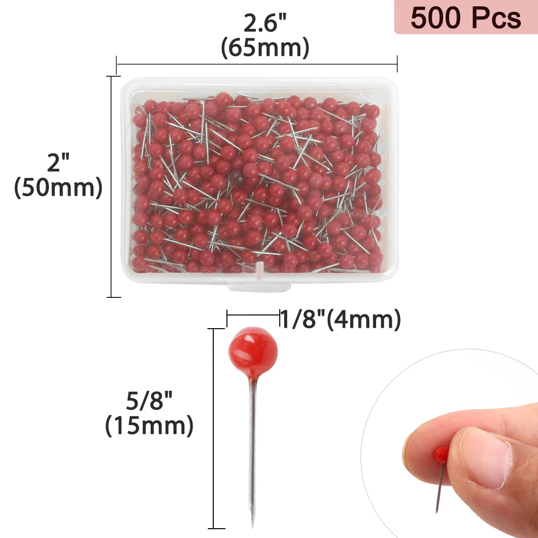 500Pcs/Box Multicolor Push Pins Map Tacks Round Head Thumb Tack for Cork Bulletin Board Picture Fabric Marking DIY Sewing Crafts