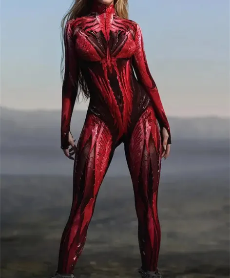 Halloween-Karneval-Party-Shows Cosplay-Bodysuit-Kostüm Dehnbarer Damen-Zentai-Outfit Farbig Diamantbedruckter Tech-Jumpsuit 2026 – Detail 28