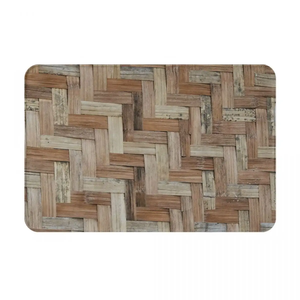 Rattan Texture,Detail Handcraft Bamboo Weaving Texture Doormat Rug Carpet Mat Footpad Bath Mat Non-Slip Toilet Balcony Parlor