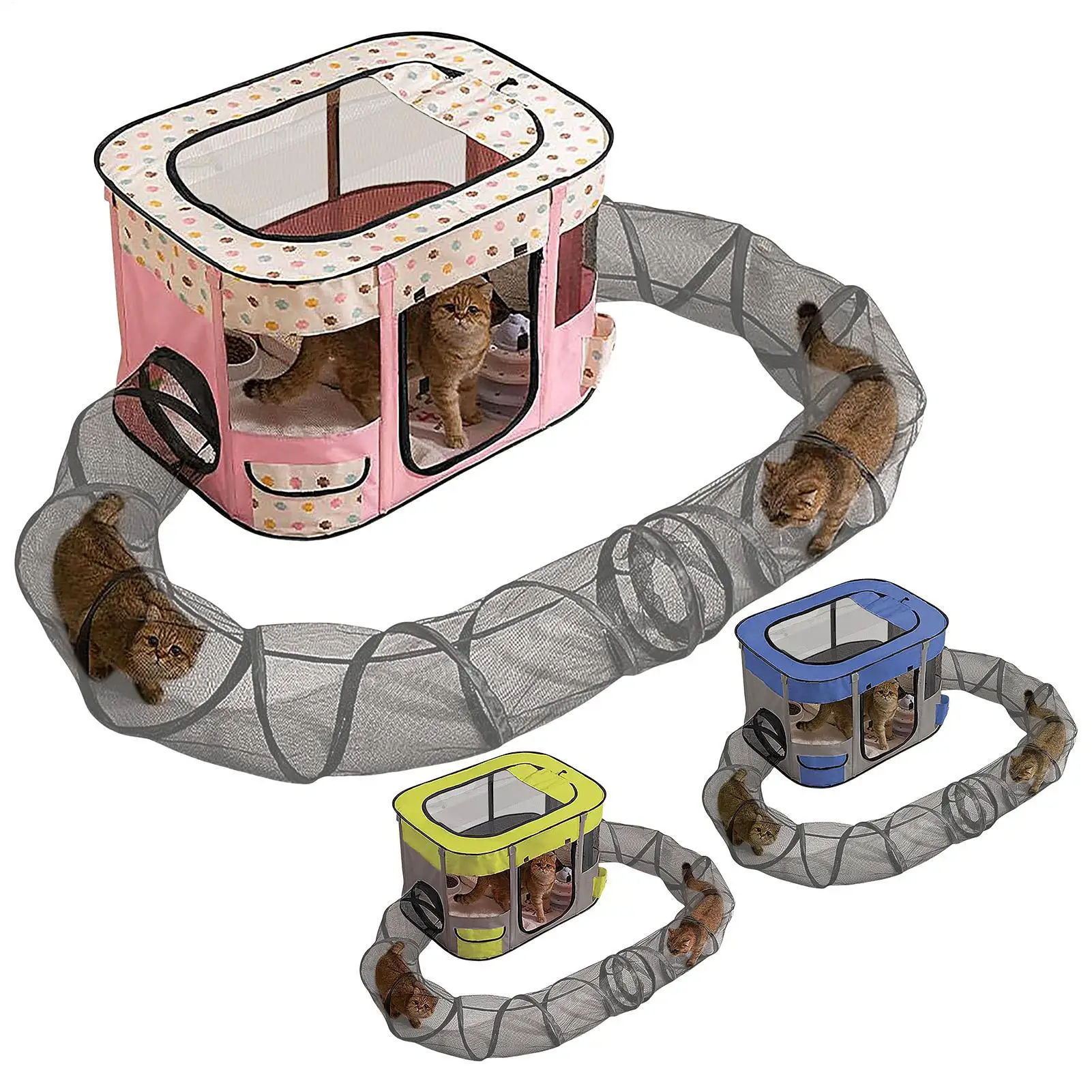 

Cat Tunnel Outdoor Outside Small Animals House Portable Tent Easy Setup Spacious Kitten Playground For Garden Lawn Yard Balcony