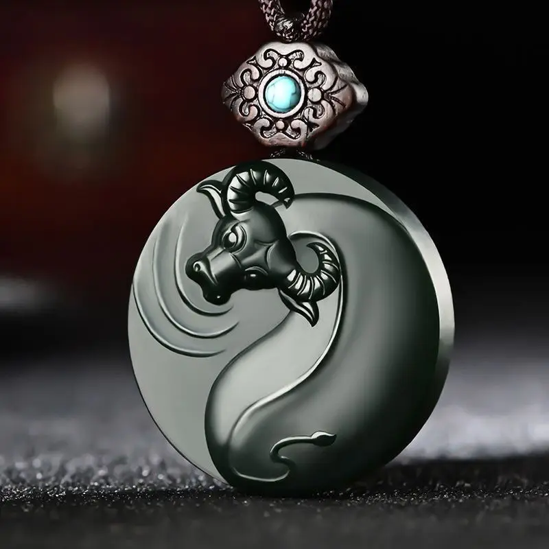 

Natural Hetian jade cow turn to Qiankun pendant Hetian jade ink fat cow brand cow zodiac natal year