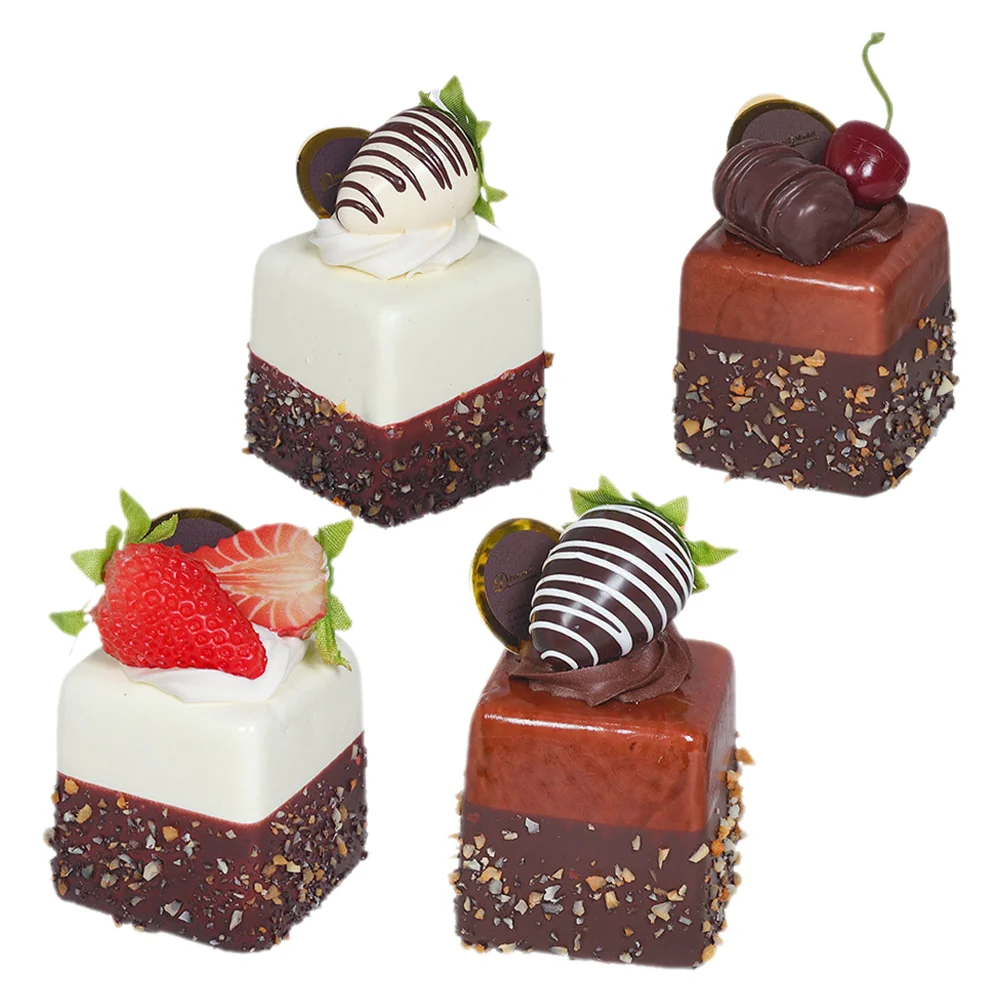 4 Pcs Simulation Cake Model Realistic Food Decorative Cakes Shop Accessory Lifelike Dessert Props Wedding Party Display