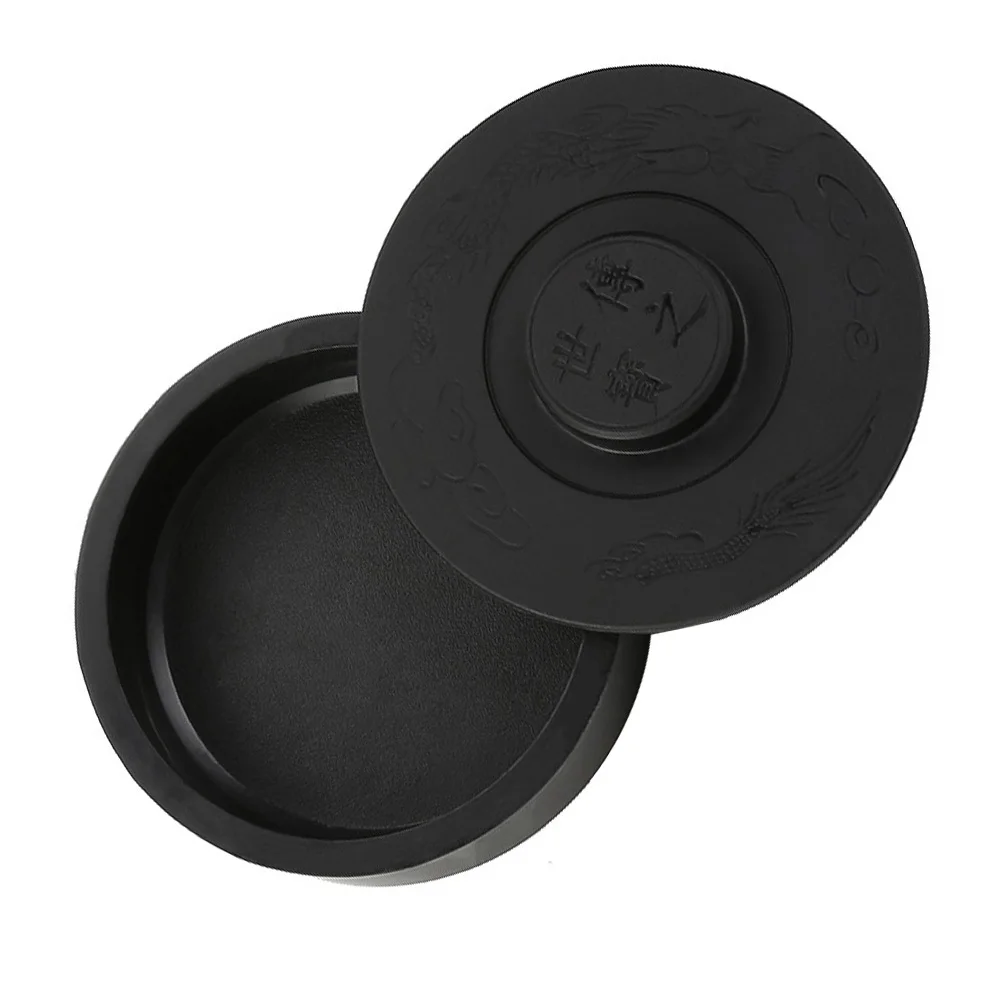 

Ink Stone with Lid Chinese Calligraphy Inkstone and Painting Tools Traditional Black Stones