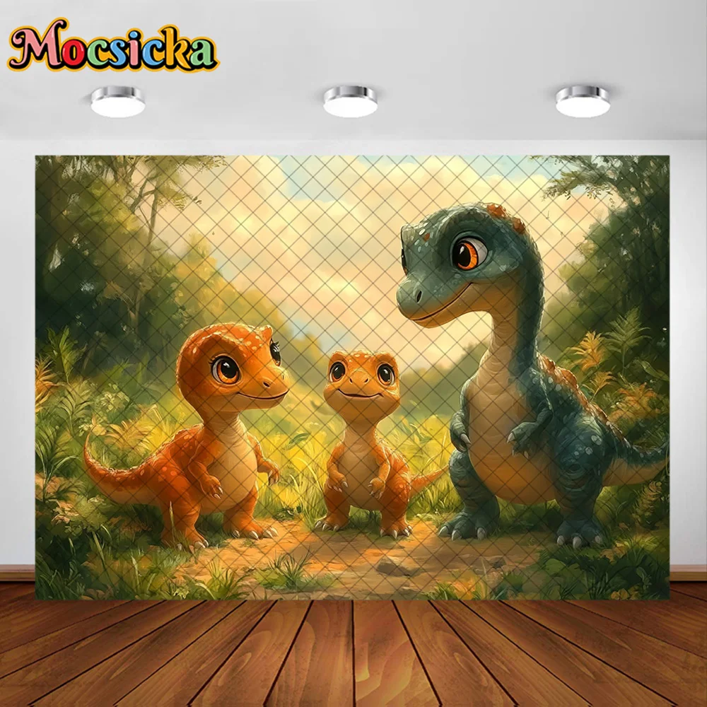 Mocsicka фон для фотосъемки милые маленькие динозавры украшения детский первый день рождения торт Smash портреты фоны для фотографий