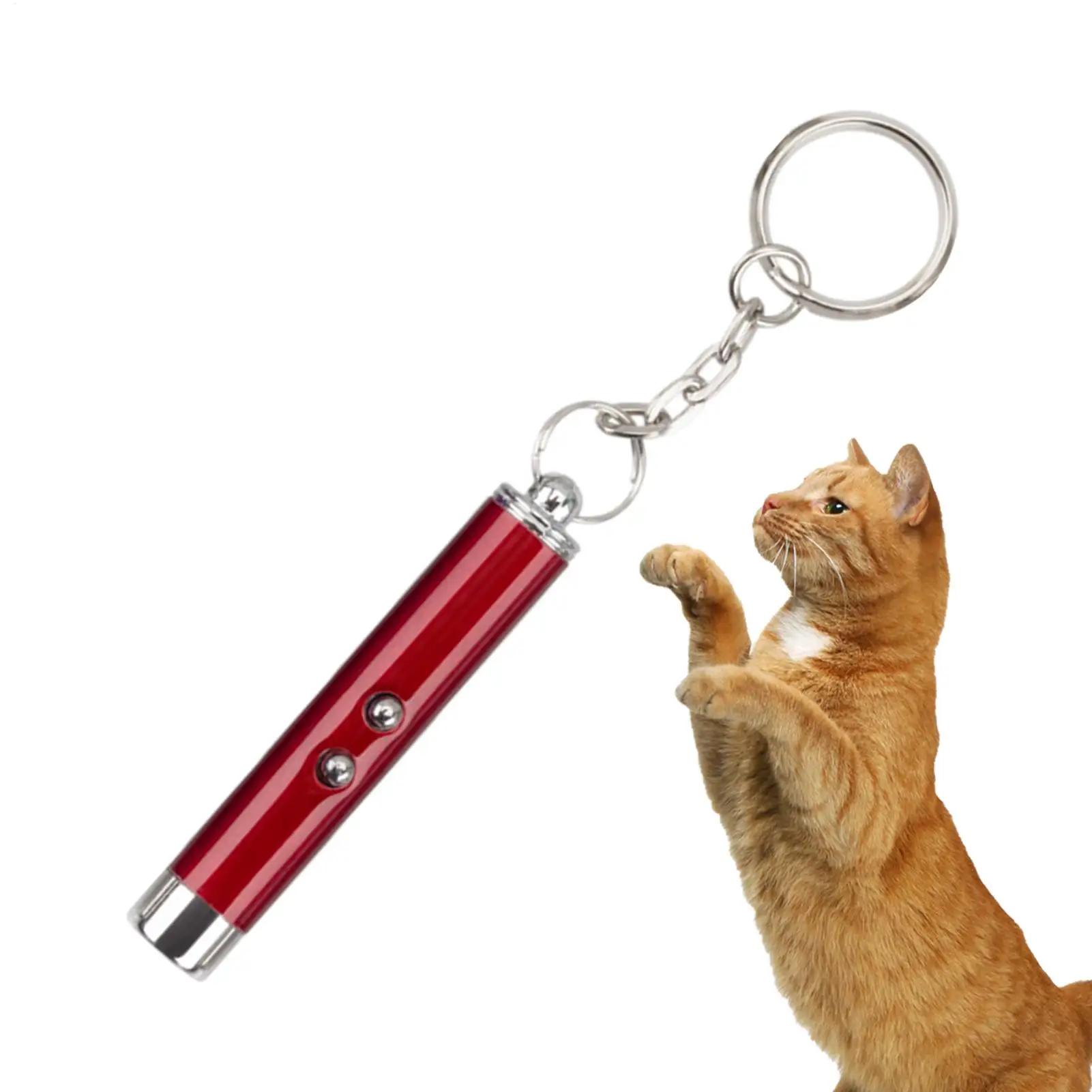Funny Cat Chaser Pointer Toy Pen with Cat Chasing Supplies Green LED Pen Light Visible Beam Keychain Keyring Mini Flashlight