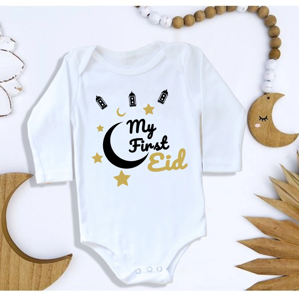 My First Eid Newborn Baby Holiday Rompers Infant Body Long Sleeve Baby Jumpsuit Eid Boy Girl Ramadan Clothes Islamic Muslim Gift