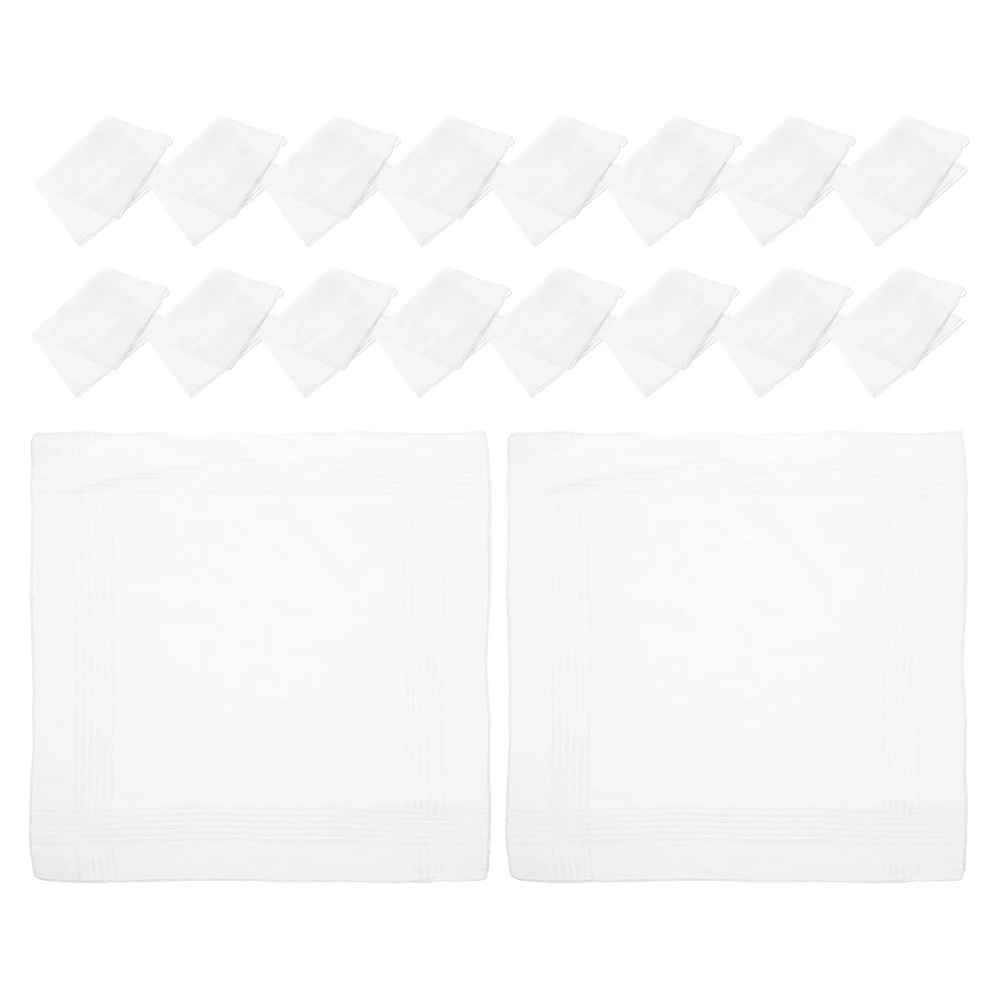 18 قطعة مناديل بيضاء للرجال من القطن جيب مربع خفيف الوزن محمول للسفر والأعمال ملابس غير رسمية قابلة للغسل في الغسالة