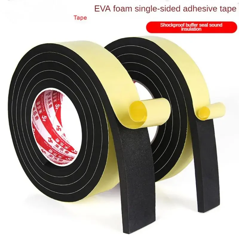 Black/White Rubber Sponge Door Window Seal Strip Waterproof Soundproof Self Adhesive Anti-collision Pad Foam Single Sided Tape