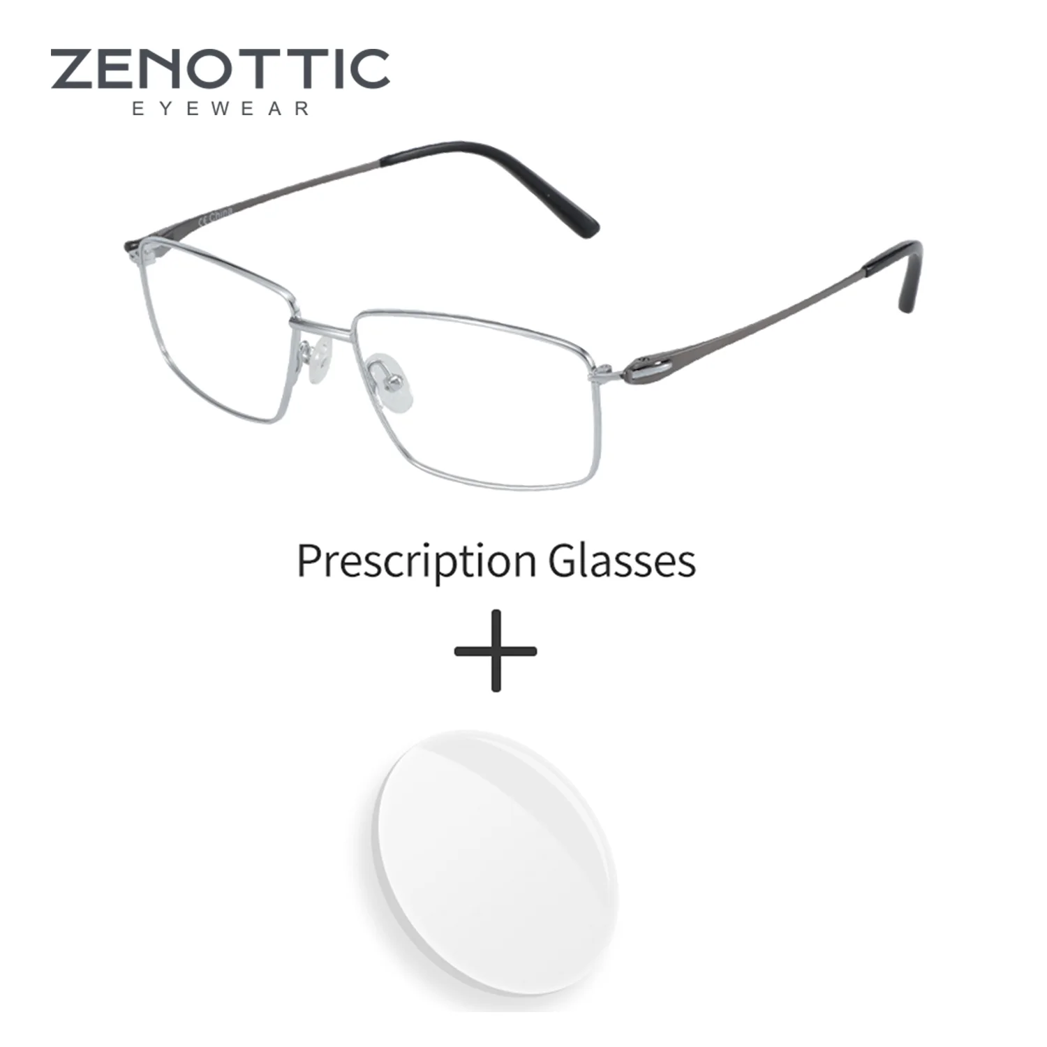 ZENOTTIC Titanium Rimless Prescription Glasses Lightweight Stylish Rectangular Anti-Blue Light Progressive Eyeglasses