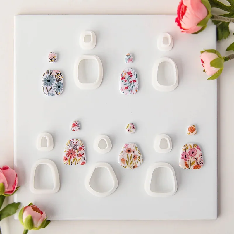 6Pcs/Set Creative Simple Style Geometric Arch Oval Shape Polymer Clay Cutters Clay Molds For DIY Earring Necklace Pendant Making