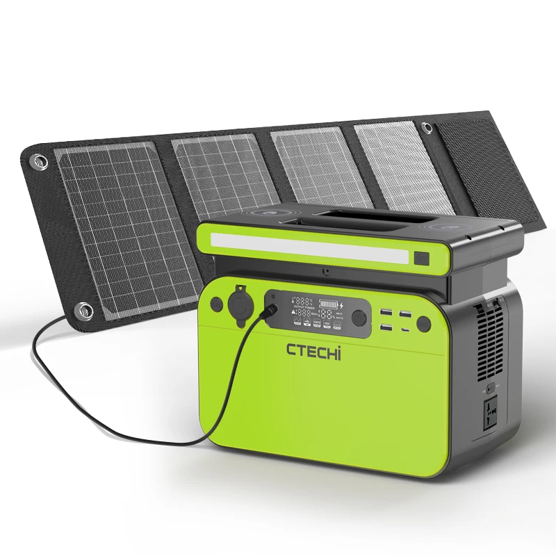 300W 204Wh Solar Power Station, 1800W Pure Sine Wave UK Plug, Outdoor Camping Emergency External Battery Supply