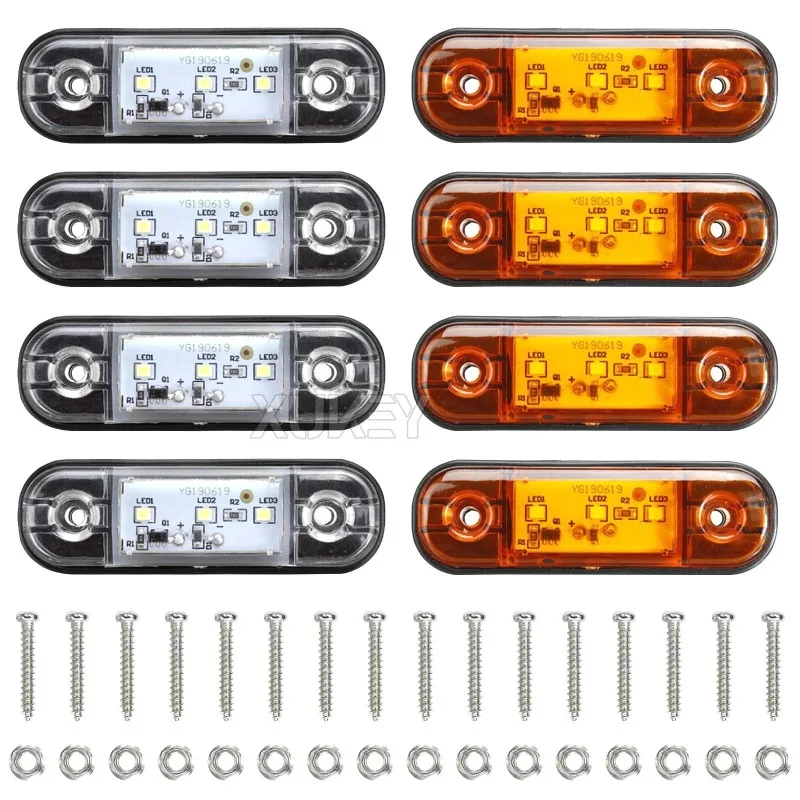 

1PCS 12-24V 3 LED Red/White Universal Trailer Truck Boat Bus Caravan Side Marker Clearance Warning Car Lights New