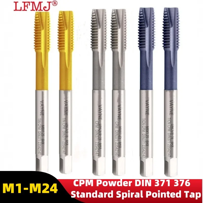 

1PCS CPM Powder DIN 371 376 Standard Hard to cut machine Thread Tap Spiral Pointed Tap M1M2M3M4M5M6M7M8M10M12M14M16M18M20M22M24