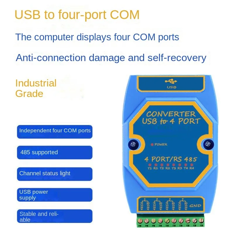 Industrial Isolated USB from to 4Channel RS485 Serial Cable Four COM Port Communication Converters