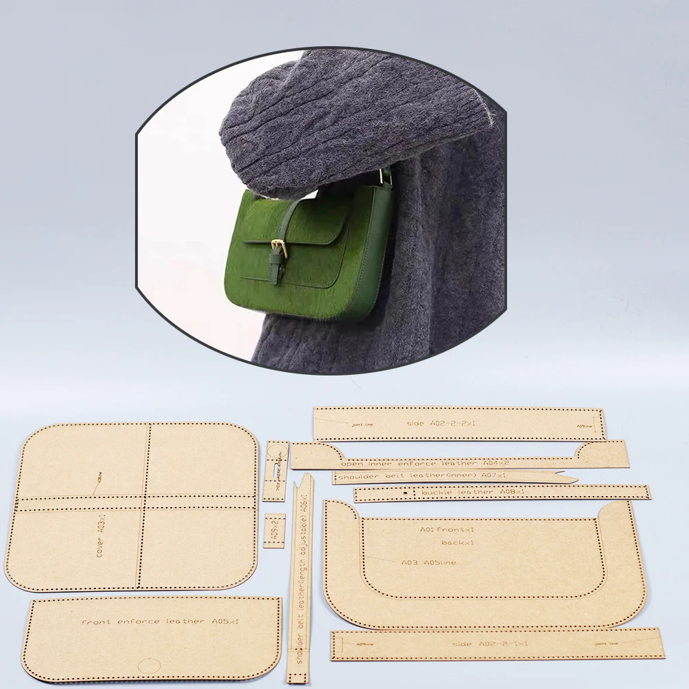 500gsm กระดาษคราฟท์เย็บลายกระเป๋าหัตถกรรมเครื่องหนังสะพายไหล่สำหรับผู้หญิงแบบมีแม่แบบ27x15x4cm