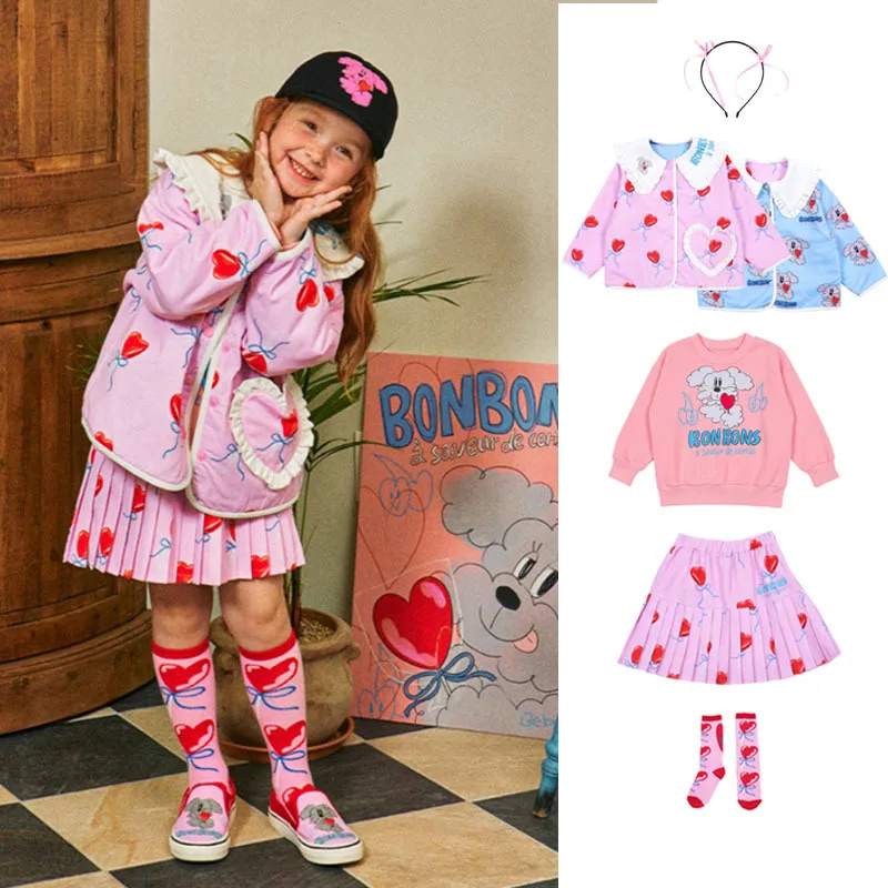 

spot BEBEBEBE Spring 2024 Cute Princess Jacket for Girls Kids Print Reversible Wear Coat Set kids clothes girls