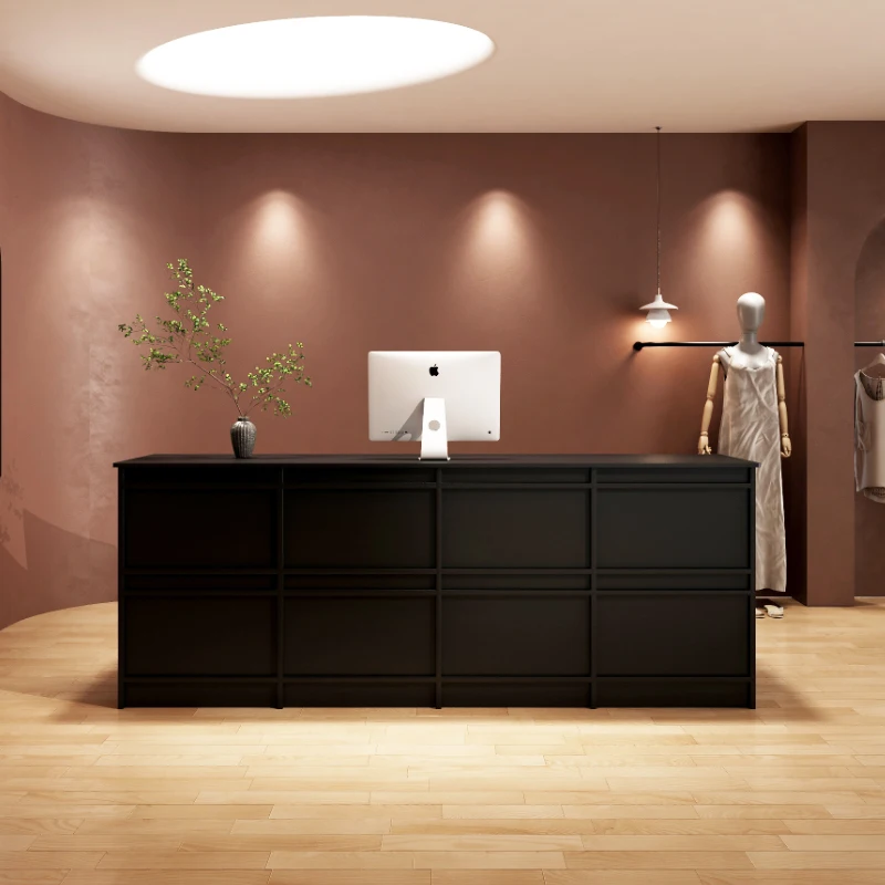 

black Cream color Nordic Cream Vintage Clothing Store Beauty Salon Reception Desk Customer center desk table reception desks