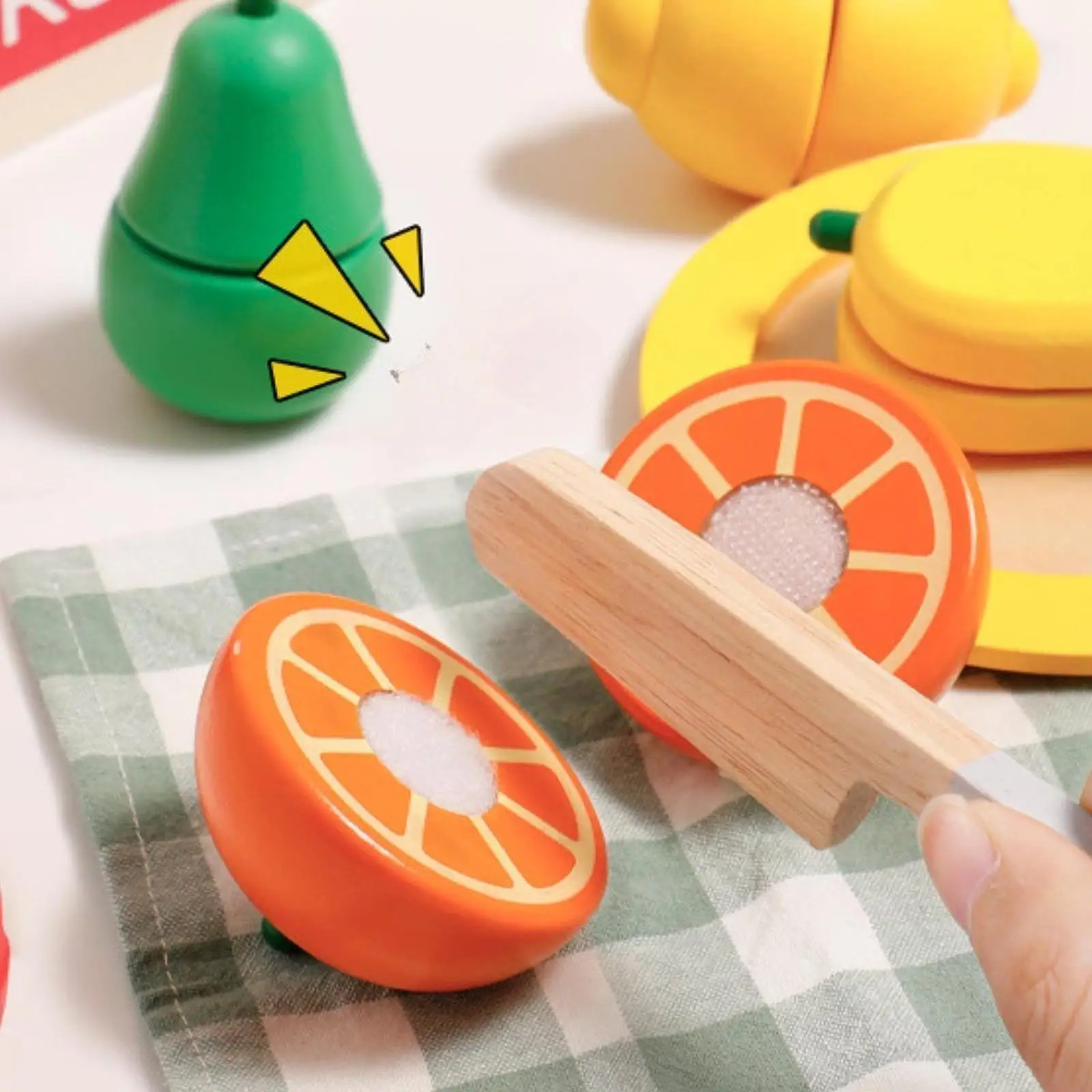 

Kitchen Pretend Toy Wooden Fruit Cutting Toy Toy Kitchen Accessories Simulation Kitchen for Kitchen Dining Party Cooking Ages