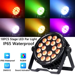 LED Par Light Waterproof 18*4W RGBW Stage Effect Lighting DMX512 Sound Activated For DJ Disco Party Wedding Club Bar Halloween