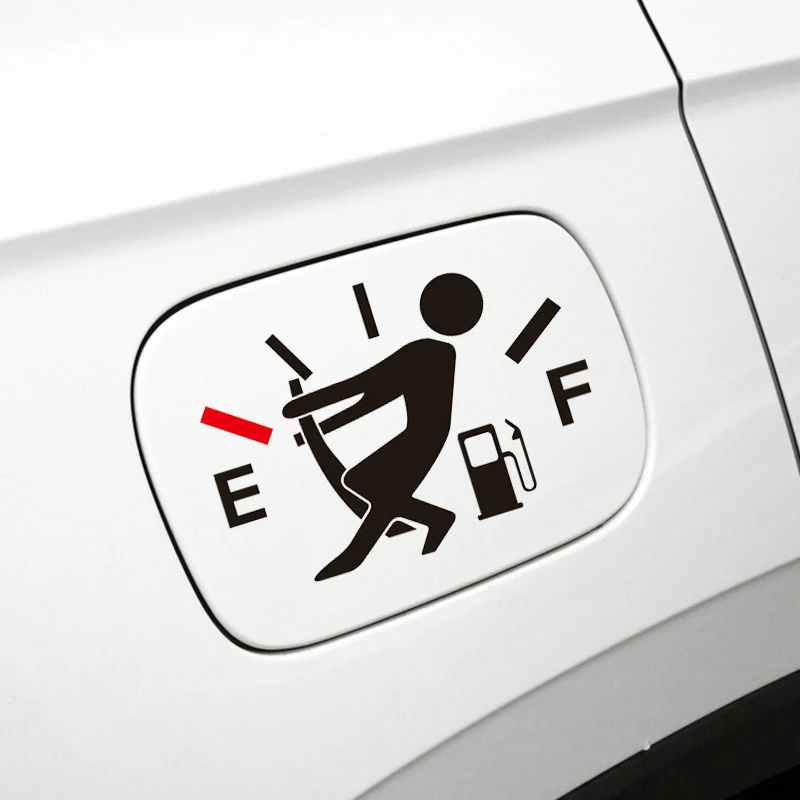 New 1Pc Funny Car Stickers High Gas Consumption Decal Fuel Gage Empty Stickers Waterproof Auto Tank Stickers For Car Styling