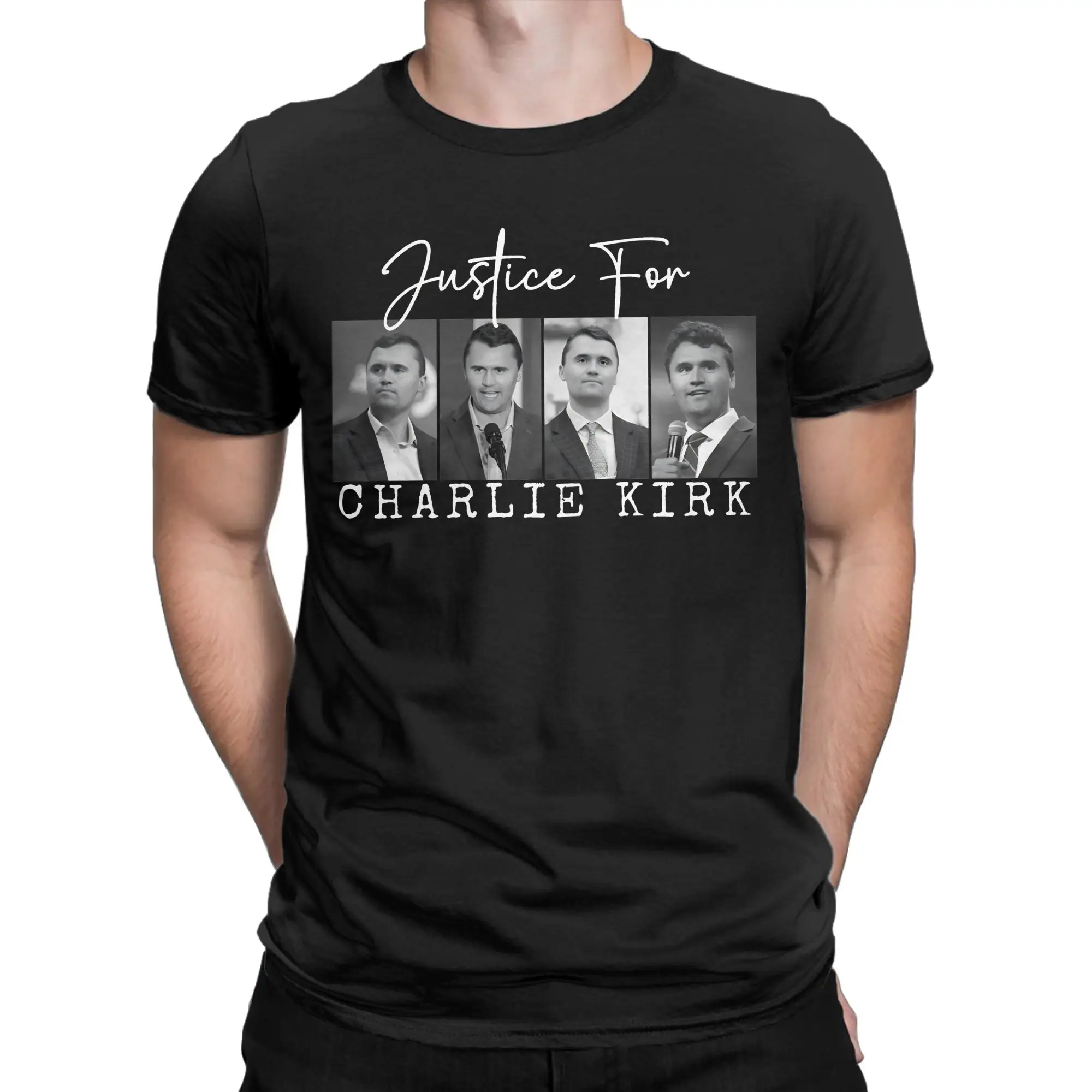 Justice For Charlie Kirk T-Shirt Summer  Pure Cotton T Shirts For Man Harajuku Custom DIY Tshirt Short-Sleeve Streetwear Tees