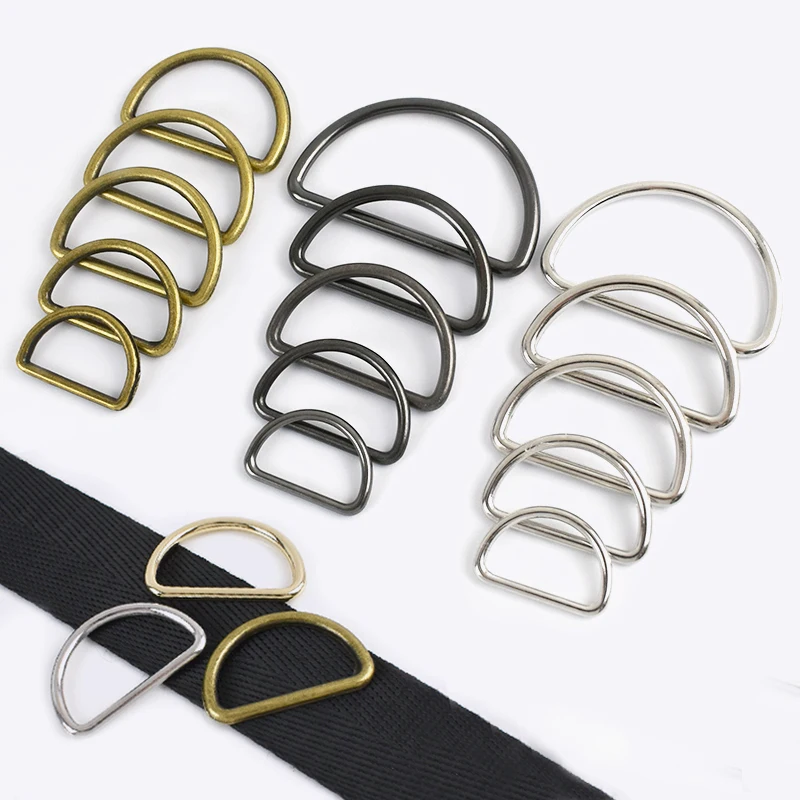 

20Pcs Meetee 15-50mm D Ring Metal Buckles for Backpack Webbing Strap Carabiner Rings Clasp Pet Collar Adjuster Connector Buckle