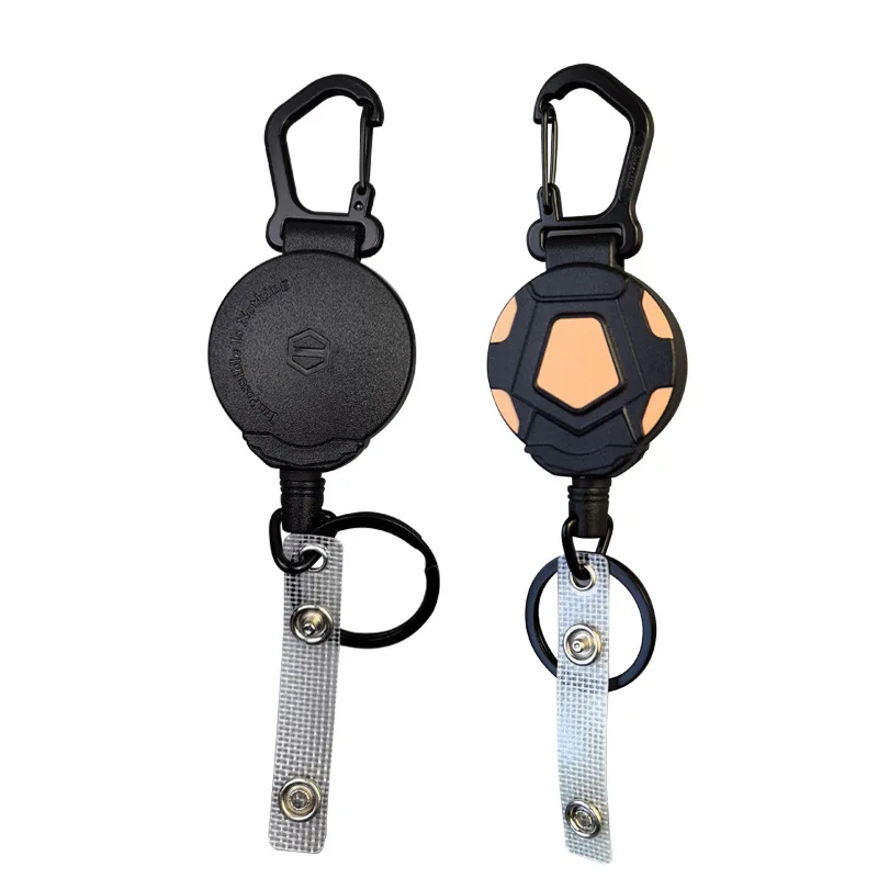 New Retractable Keychain Heavy Duty Retractable Badge Holders Business Carabiner Keychain Anti-theft Elastic Keychain Durable