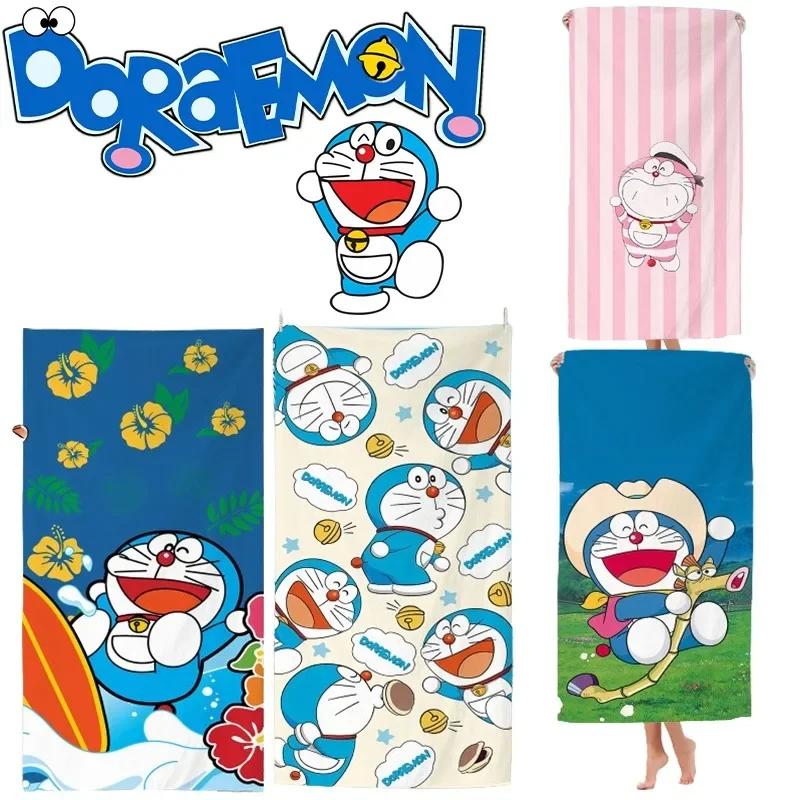 

Милое пляжное полотенце Doraemon с аниме мультяшным рисунком, Летнее Детское Большое пляжное полотенце, супермягкое пляжное полотенце для плавания, фитнеса, праздничные подарки