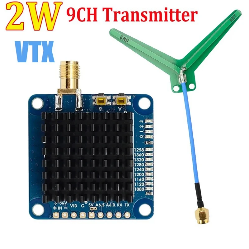 1.2Ghz 1.3Ghz 2W VTX Video Transmitter VTX-1G3TE 2000Mw 9 Channels With Tramp VTX Control For FPV Long Range Drones