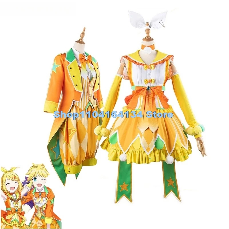 Game PJSK Rin Len Cosplay Costumes Cute Party Suit Project Sekai Cosplay Clothing Halloween Carnival Uniforms Custom Made