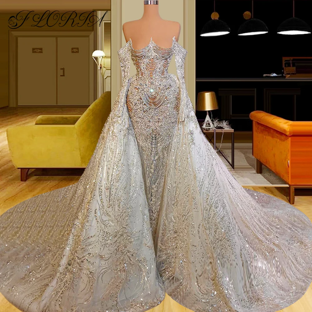 Exquisite Dubai Ball Gown Wedding Dress Sparkly Crystal Rhinestones Tassel Backless Saudi Arabic Bridal Gown Detachable Train