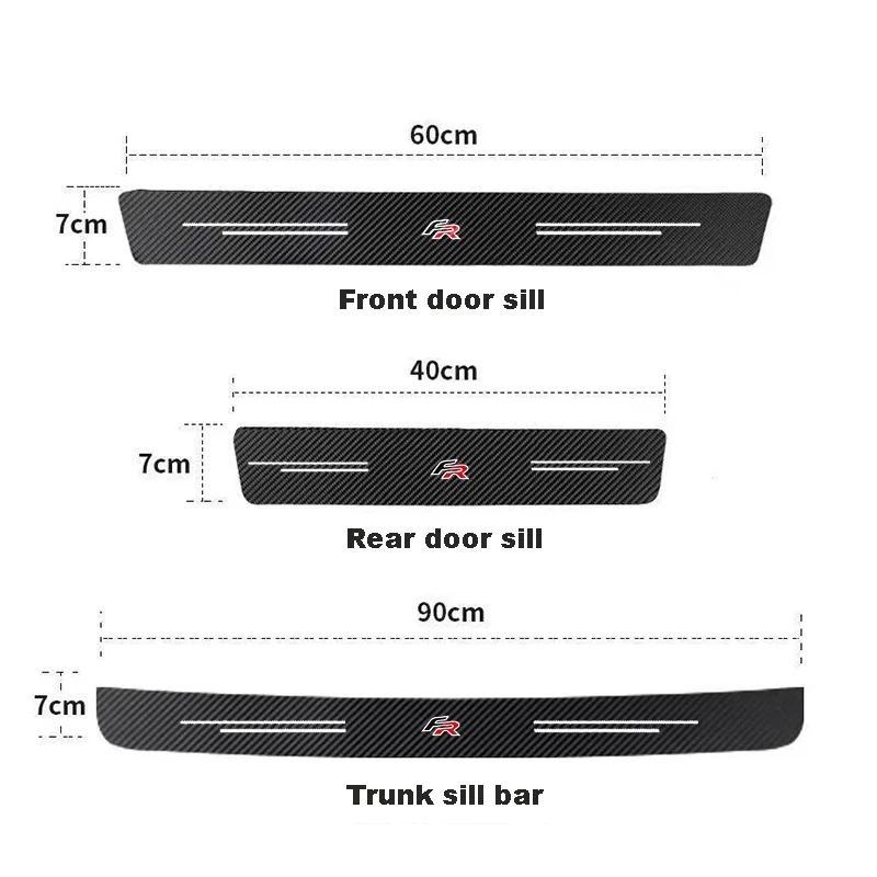 Autocollants de seuil de porte de voiture en fibre de carbone pour Seat Valentine FR + Cupra Ibiza Altea Exbones, autocollants de protection de pare-chocs arrière de coffre de course de formule