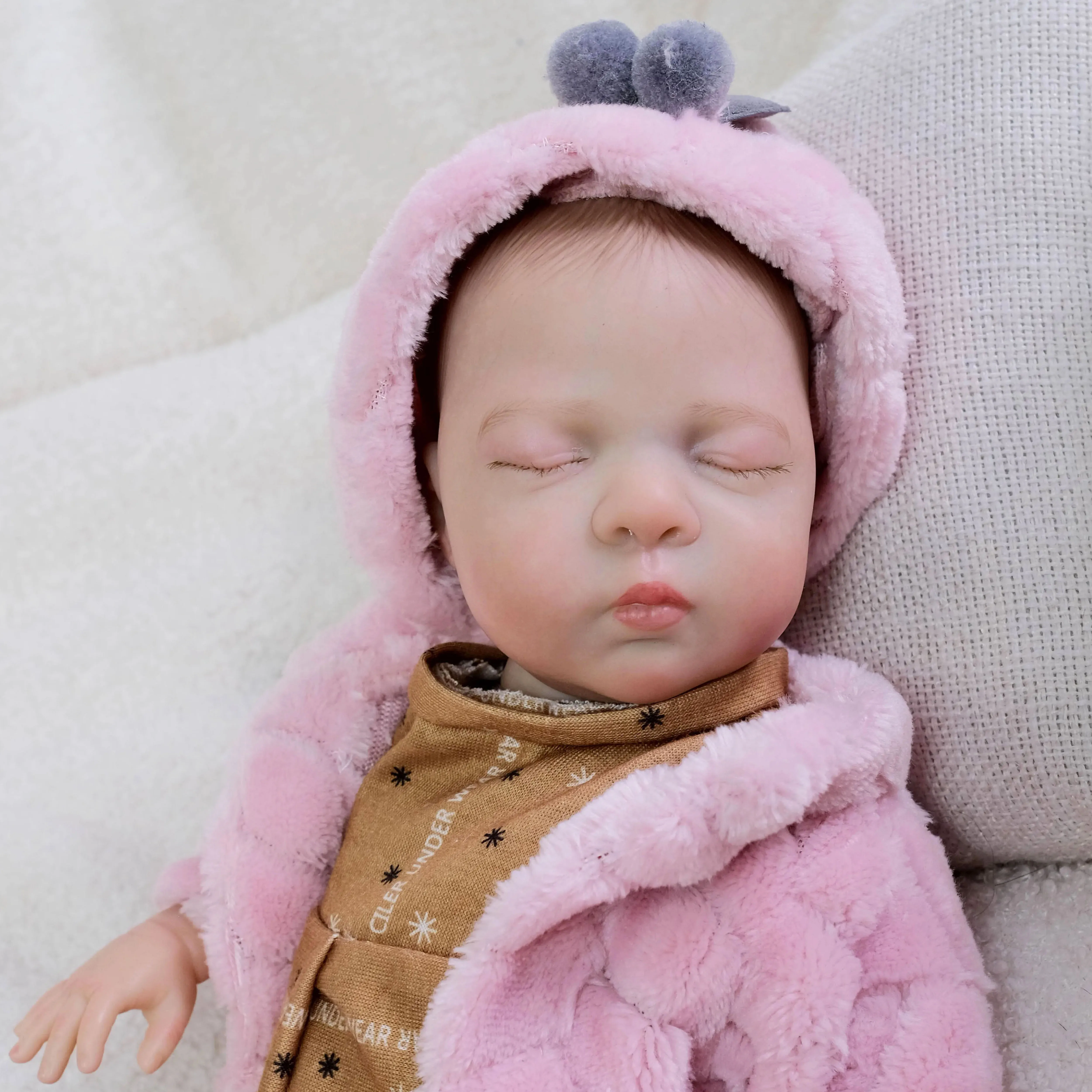 

12inch Luna Full Vinyl Girl Body Soft Touch Cuddly Reborn Doll Lifelike Multiple Layers Painting 3D Skin With Hand Draw Hair