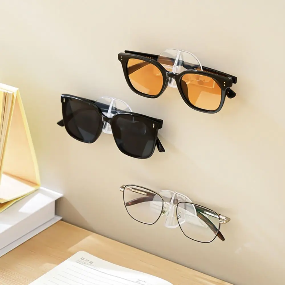 2Pcs Plastic Glasses Storage Rack Transparent Punch-free Sun-glasses Display Holder Space Saving Wall Mounted Sunglass Organizer